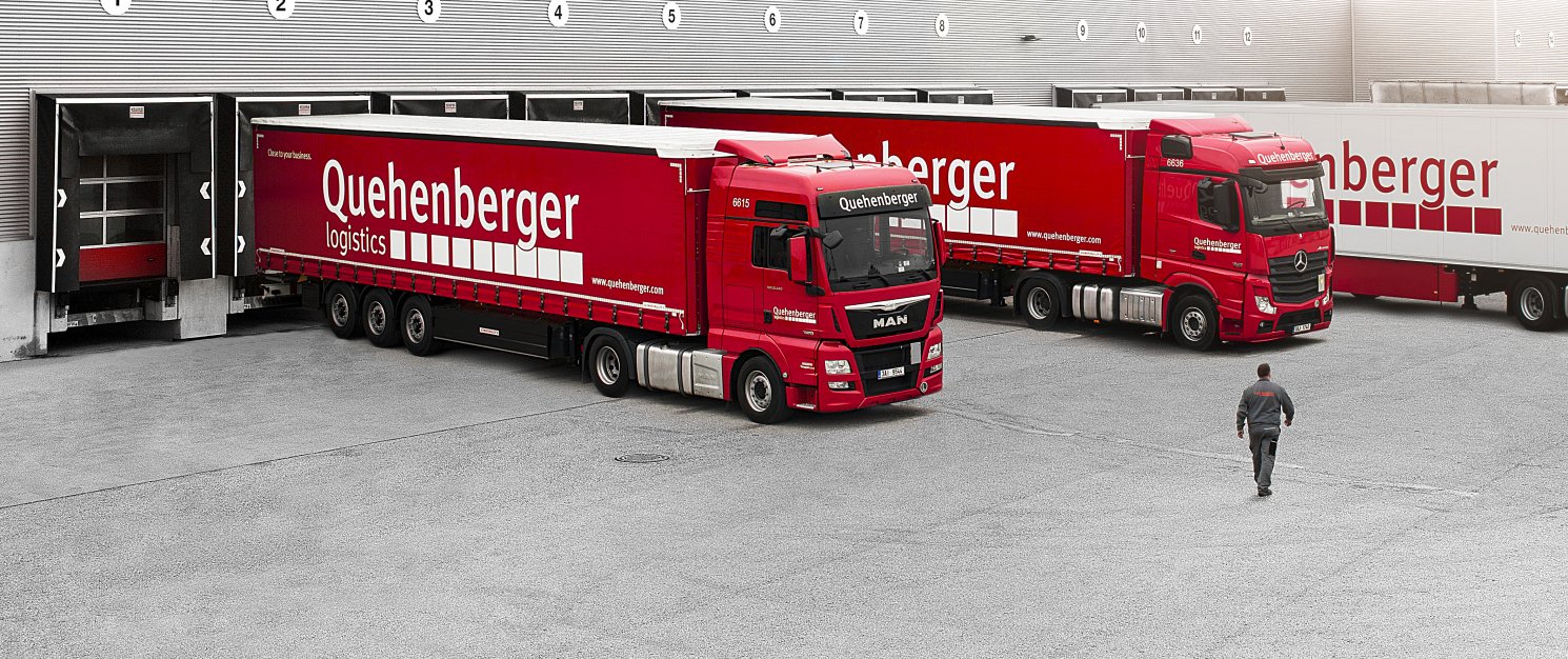 Quehenberger truck in front of the location in Enns. 